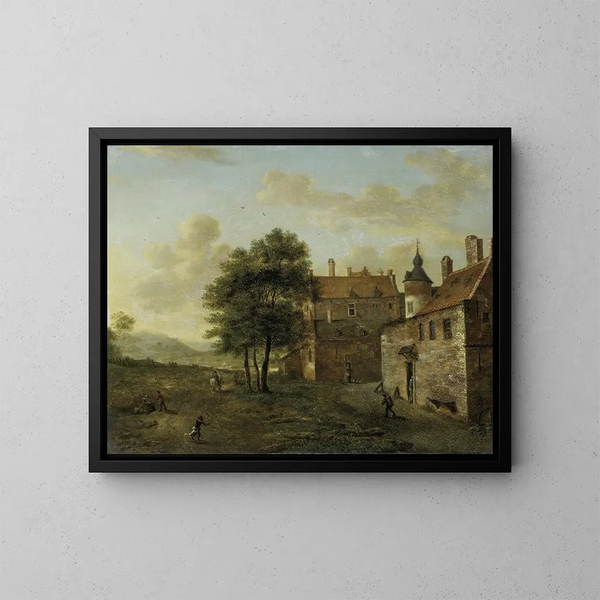 Eine Landhaus - Jan van der Heyden — gerahmtes Bild an der Wand