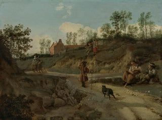 Jan van der Heyden - A rural landscape with figures conversing.webp