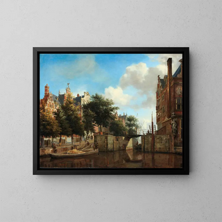Jan van der Heyden - Amsterdam City View with Houses on the Herengracht and the old Haarlemmersluis.webp