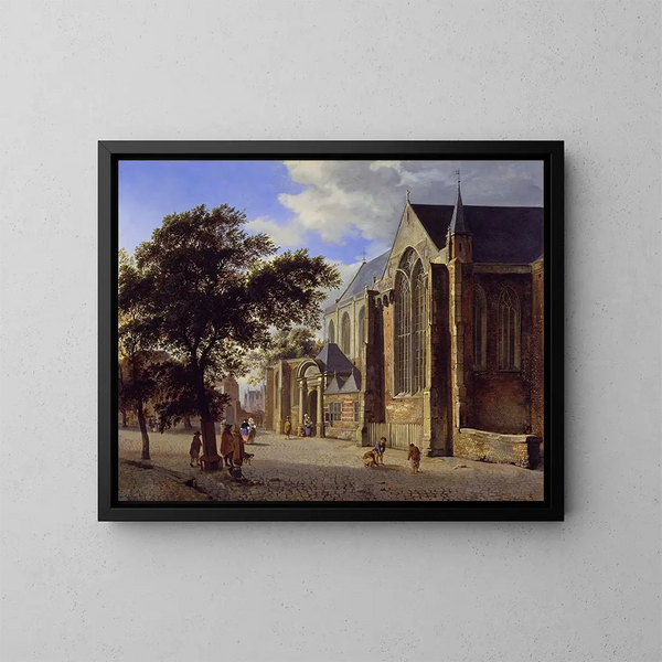 Außenansicht einer Kirche - Jan van der Heyden — gerahmtes Bild an der Wand