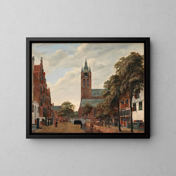 Ansicht des Oude Delft Kanals in Delft - Jan van der Heyden — gerahmtes Bild an der Wand