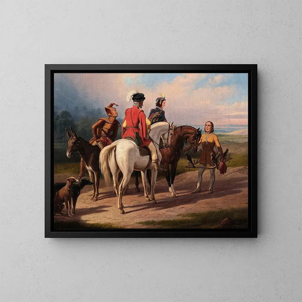 Jagd mit Falken - January Suchodolski — gerahmtes Bild an der Wand