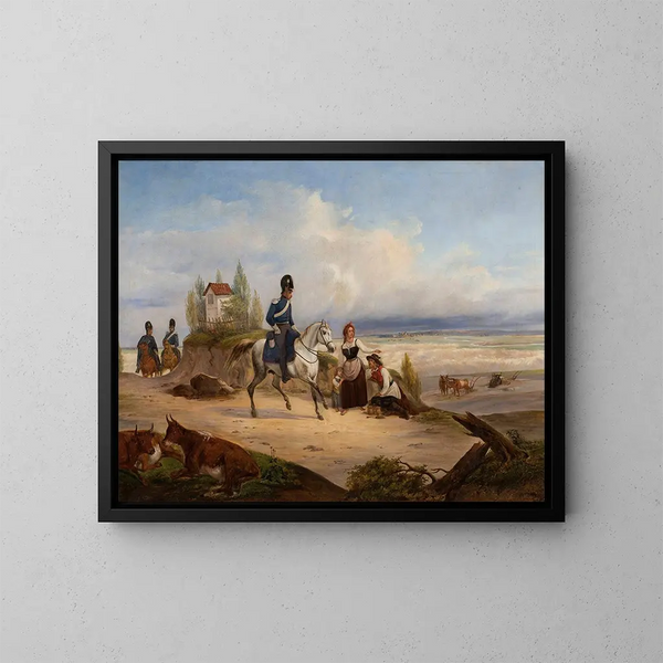 Patrouille militaire et paysans - January Suchodolski — gerahmtes Bild an der Wand