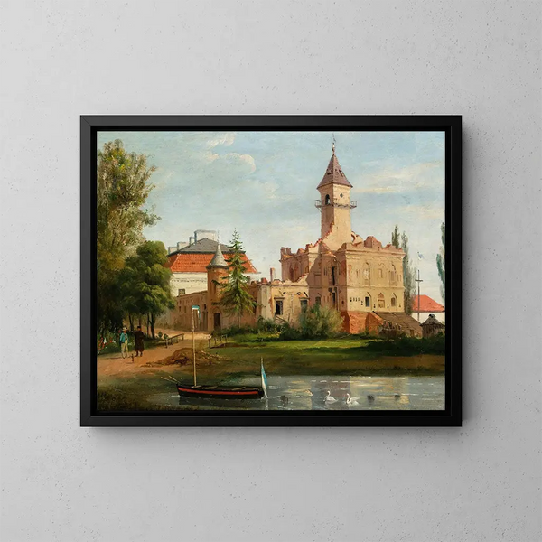 Ansicht des Schlosses Radziejowice - Januar Suchodolski — gerahmtes Bild an der Wand