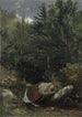 Bäume und Bach auf einem Hügel - Jasper Francis Cropsey — gerahmtes Bild an der Wand