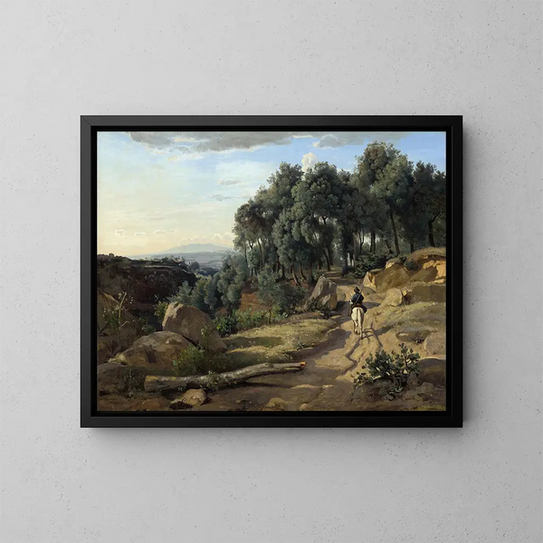 Eine Landschaft bei Volterra - Jean-Baptiste-Camille Corot — gerahmtes Bild an der Wand