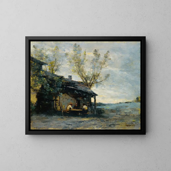 Ein Kaffee in Vaugirard - Jean-Baptiste-Camille Corot — gerahmtes Bild an der Wand