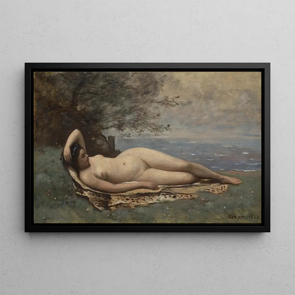 Bacchante am Meer - Jean-Baptiste-Camille Corot — gerahmtes Bild an der Wand