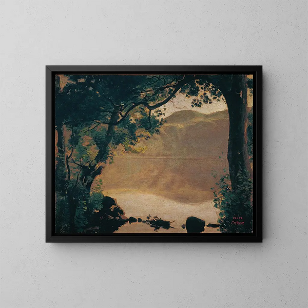 Der Nemi-See - Jean-Baptiste-Camille Corot — gerahmtes Bild an der Wand