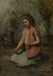 Junge Frau flechtet eine Girlande - Jean-Baptiste-Camille Corot — Ansicht des Kunstwerks