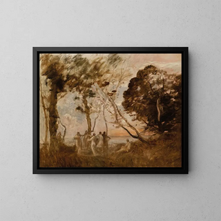 Die Tanz der Nymphen - Jean-Baptiste-Camille Corot — gerahmtes Bild an der Wand