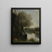 Die Leserin am bewaldeten Flussufer - Jean-Baptiste-Camille Corot — gerahmtes Bild an der Wand