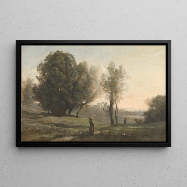 Landschaft - Jean-Baptiste-Camille Corot — gerahmtes Bild an der Wand