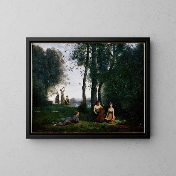 Das ländliche Konzert - Jean-Baptiste-Camille Corot — gerahmtes Bild an der Wand