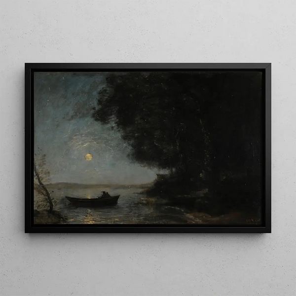 Der See, Nachtszene - Jean-Baptiste-Camille Corot — gerahmtes Bild an der Wand
