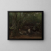 Ziegenmädchen, das neben einem Bach in einem Wald sitzt - Jean-Baptiste-Camille Corot — gerahmtes Bild an der Wand