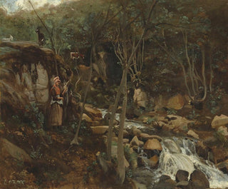 JeanBaptisteCamille Corot - Lormes  Un Torrent Avec Une Chevrire Debout Filant.webp