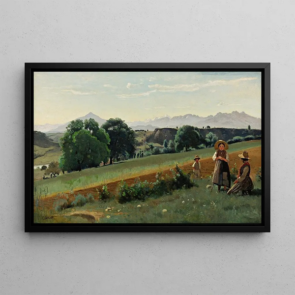 Mornex, Haute-Savoie, im Hintergrund der Mont Blanc - Jean-Baptiste-Camille Corot — gerahmtes Bild an der Wand