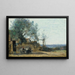 Bauern beim Essen an der Tür einer Kneipe - Jean-Baptiste-Camille Corot — gerahmtes Bild an der Wand