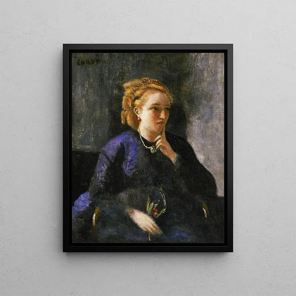 Portrait einer Frau - Jean-Baptiste-Camille Corot — gerahmtes Bild an der Wand