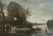 Fluss mit entferntem Turm - Jean-Baptiste-Camille Corot — Ansicht des Kunstwerks