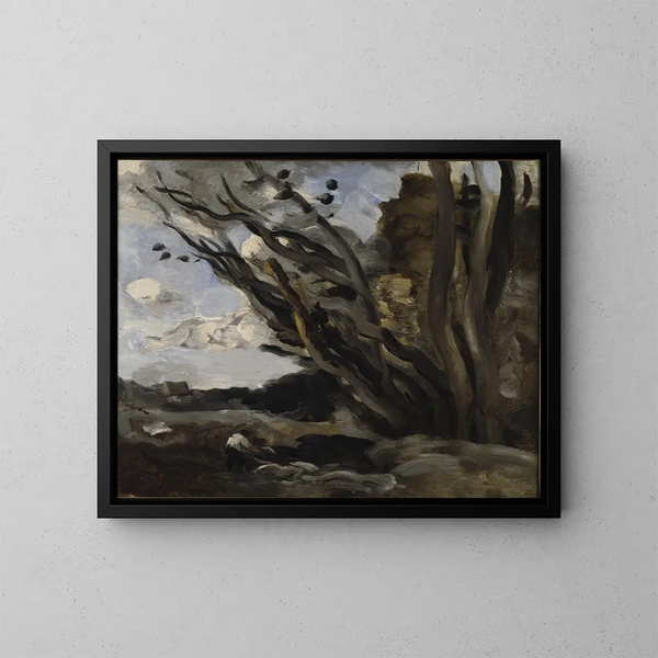 L'Explosion - Jean-Baptiste-Camille Corot — gerahmtes Bild an der Wand