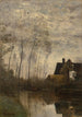 Ein Ecken des Flusses mit Haus und Pappeln - Jean-Baptiste-Camille Corot — Ansicht des Kunstwerks