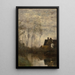 Ein Ecken des Flusses mit Haus und Pappeln - Jean-Baptiste-Camille Corot — gerahmtes Bild an der Wand