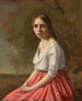 Junge Frau in rosa Rock - Jean-Baptiste-Camille Corot — Ansicht des Kunstwerks