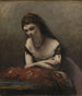 Junge Frau, die auf einem Kissen lehnt - Jean-Baptiste-Camille Corot — Ansicht des Kunstwerks