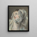 Das Gesicht einer jungen Frau mit Mütze, nach links gewandt - Jean-Baptiste Greuze — gerahmtes Bild an der Wand