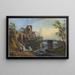 Landschaftsgemälde bei Sonnenaufgang mit klassischen Ruinen - Jean-Baptiste Lallemand — gerahmtes Bild an der Wand