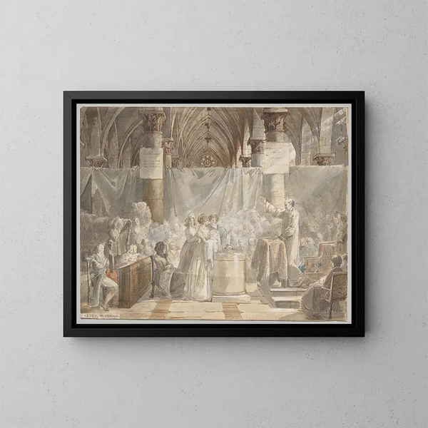 Eine Taufe im revolutionären Frankreich - Jean-Baptiste Mallet — gerahmtes Bild an der Wand