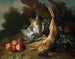 Naturstillleben mit totem Wild und Pfirsichen in einer Landschaft - Jean-Baptiste Oudry — Ansicht des Kunstwerks