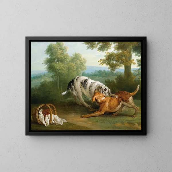 Der Hund bringt seinem Herrn sein Abendessen - Jean-Baptiste Oudry — gerahmtes Bild an der Wand