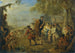 Figuren in einem Militärlager mit einem Reiter, der Truppen anführt - Jean-Baptiste Pater — Ansicht des Kunstwerks