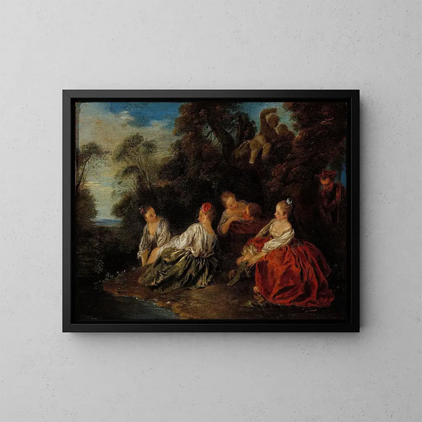 Die Freuden des Bades - Jean-Baptiste Pater — gerahmtes Bild an der Wand