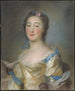 Eine junge Frau in gelbem Kleid mit blauen Bändern - Jean-Baptiste Perronneau — Ansicht des Kunstwerks