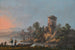 Flusslandschaft mit einem verfallenen Turm und Fischern mit ihren Netzen im Vordergrund - Jean-Baptiste Pillement — Ansicht des Kunstwerks