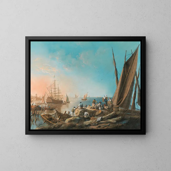 An der Mündung des Flusses Tage - Jean-Baptiste Pillement — gerahmtes Bild an der Wand