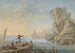 Bucht mit großen Felsen rechts und Fischern - Jean-Baptiste Pillement — Ansicht des Kunstwerks