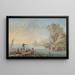 Bucht mit großen Felsen rechts und Fischern - Jean-Baptiste Pillement — gerahmtes Bild an der Wand