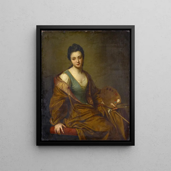 Portrait von Geneviève Blanchot als Allegorie der Malerei - Jean-Baptiste Santerre — gerahmtes Bild an der Wand