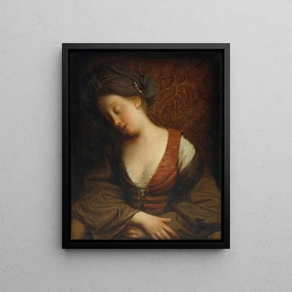 Junge schlafende Frau - Jean-Baptiste Santerre — gerahmtes Bild an der Wand
