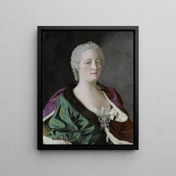 Marie-Thérèse, Erzherzogin von Österreich, Königin von Ungarn und Böhmen und Kaiserin des Heiligen Römischen Reiches Deutscher Nation - Jean-Étienne Liotard — gerahmtes Bild an der Wand