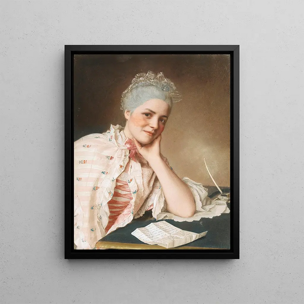 Portrait of Mrs. Jacquet - Jean-Étienne Liotard — gerahmtes Bild an der Wand