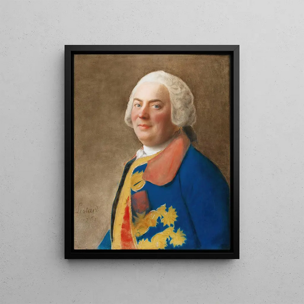 Portrait eines Offiziers mit dem Orden des Heiligen Geistes - Jean-Étienne Liotard — gerahmtes Bild an der Wand