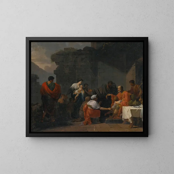 Belisaire empfängt die Gastfreundschaft eines Bauern - Jean-François-Pierre Peyron — gerahmtes Bild an der Wand