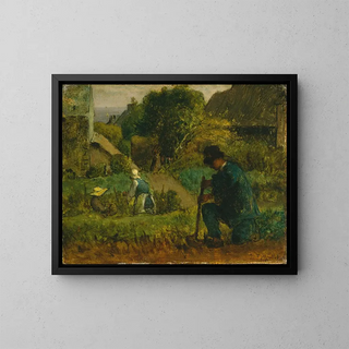 Gartenszene - Jean-François Millet — gerahmtes Bild an der Wand