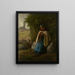 Bergère sitzend auf einem Felsen - Jean-François Millet — gerahmtes Bild an der Wand